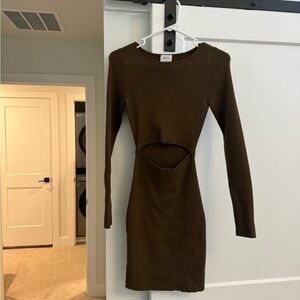 Aritzia Wilfred Free Cut Out Knit Longsleeve Mini Dress